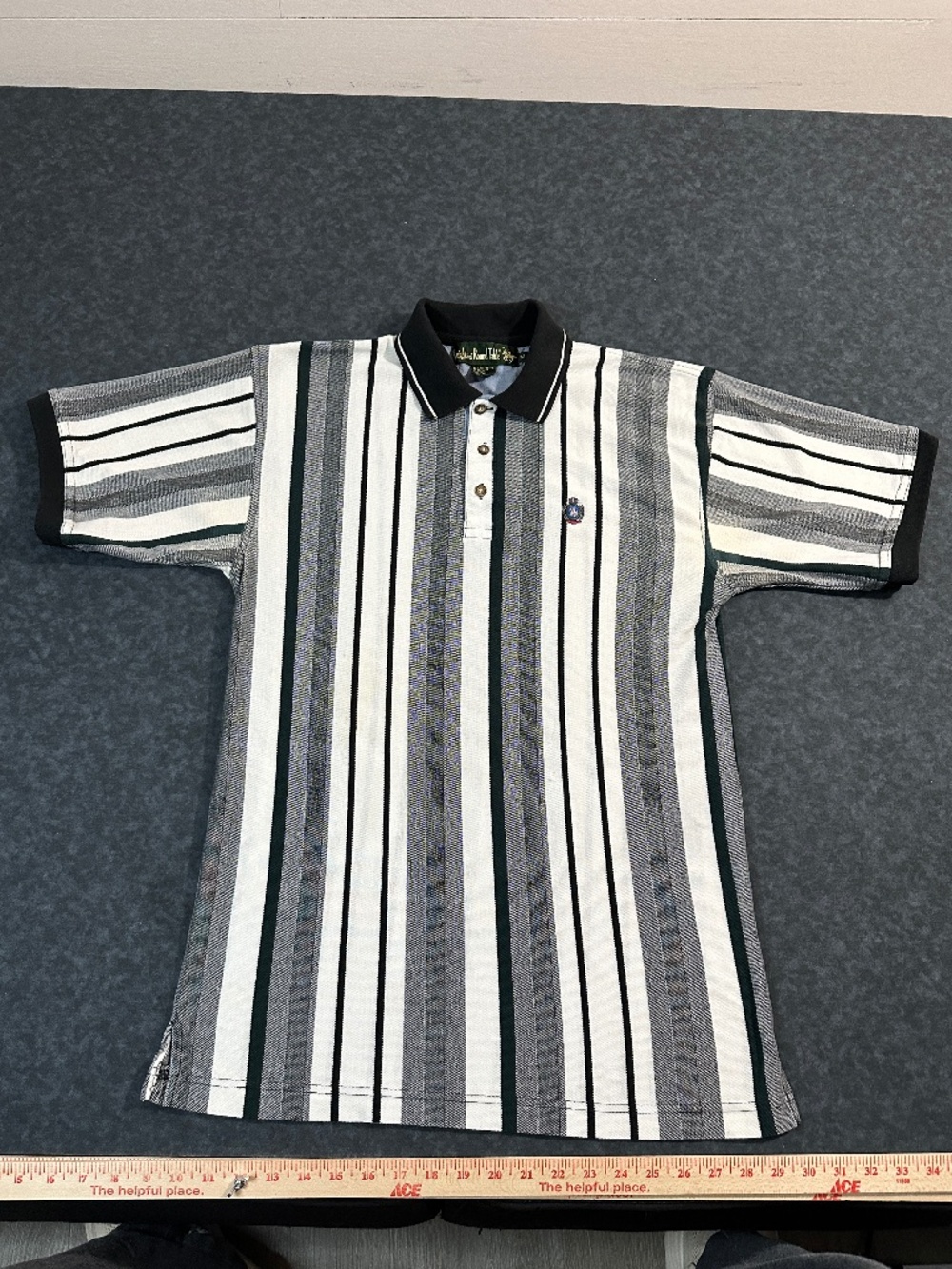 Vintage 90s Knights of Round Table Striped Short Sleeve Polo Shirt Size Medium